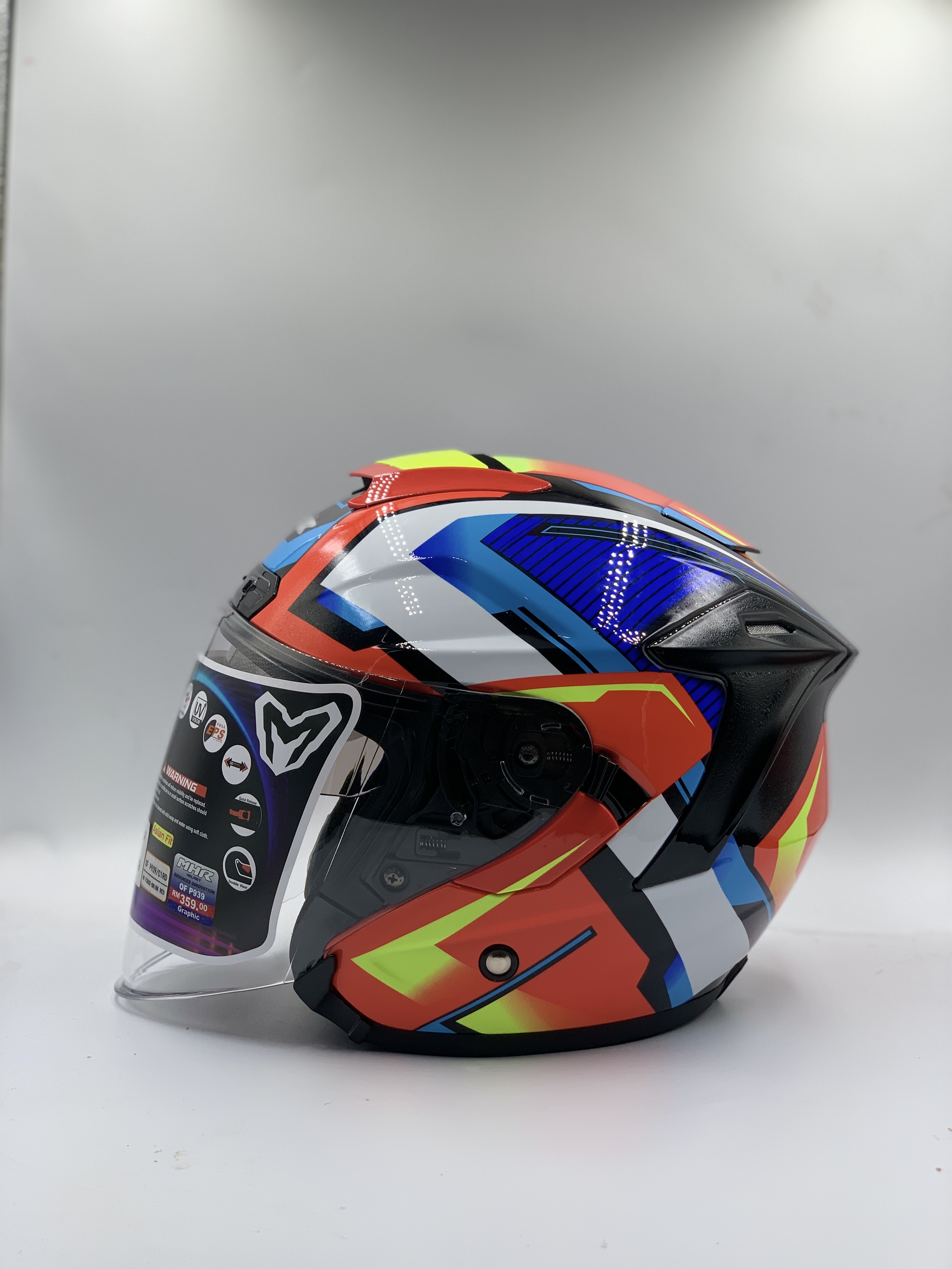 MHR Helmet Open Face BRINK RED GRAPHIC (SIRIM)